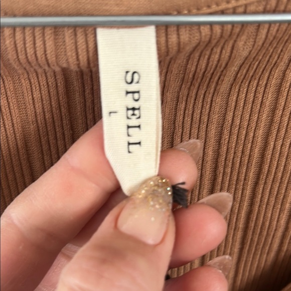 Spell Rib Henley Women's Tan Dress - Picture 4 of 7